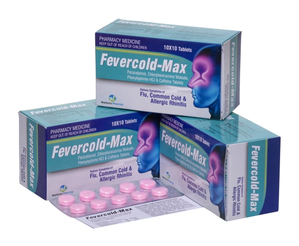 Paracetamol, Chlorpheniramine Maleate, Phenylephrine Hydrochloride & Caffeine Tablets